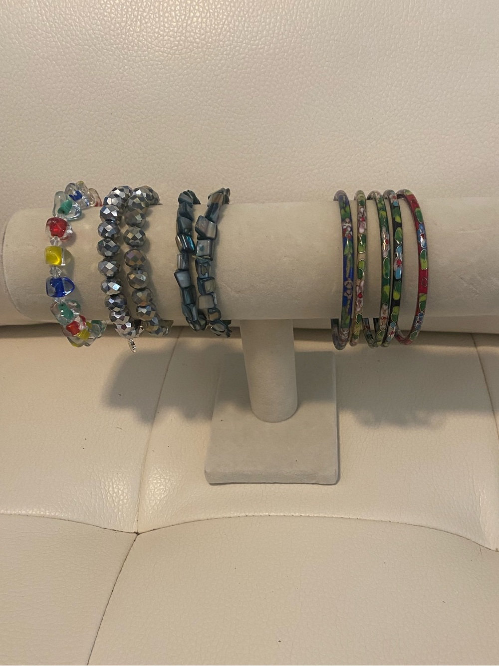 BOGO- just bundle Assorted Women's Multicolor Beaded & Metal Bangle Bracelet Set